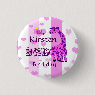 Giraffenillustration in der rosa Farbe Button