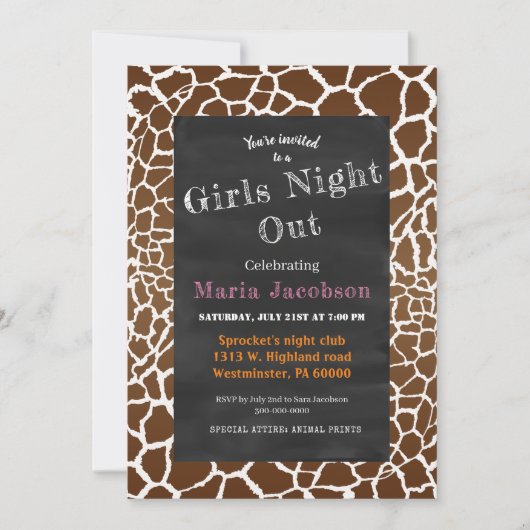 Giraffenkalkpappe Einladung (Vorderseite)