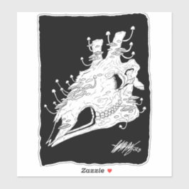 Giraffenmöwe, schwarz und weiß, mit Pflanze Aufkleber