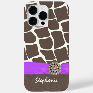 Giraffenmuster-Druckband und Rhinestone Case-Mate iPhone 14 Pro Max Hülle