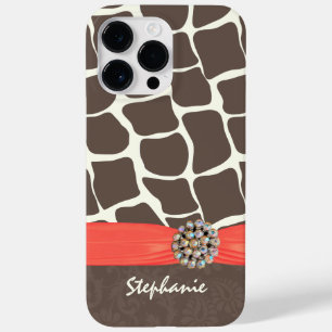 Giraffenmuster-Druckband und Rhinestone Case-Mate iPhone 14 Pro Max Hülle