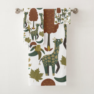 Giraffenmuster farbiges Blumenmuster Badhandtuch Set