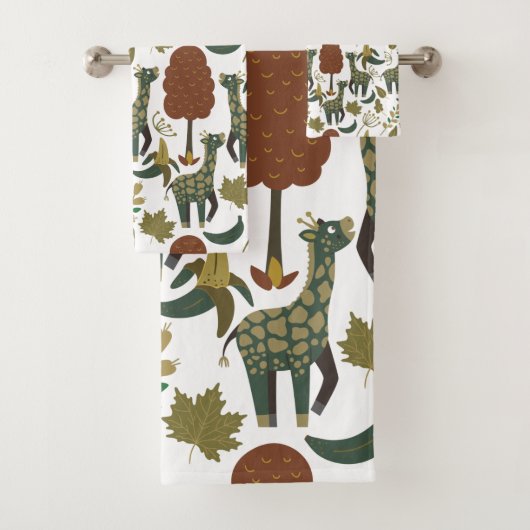 Giraffenmuster | farbiges Blumenmuster Badhandtuch Set (Insitu)