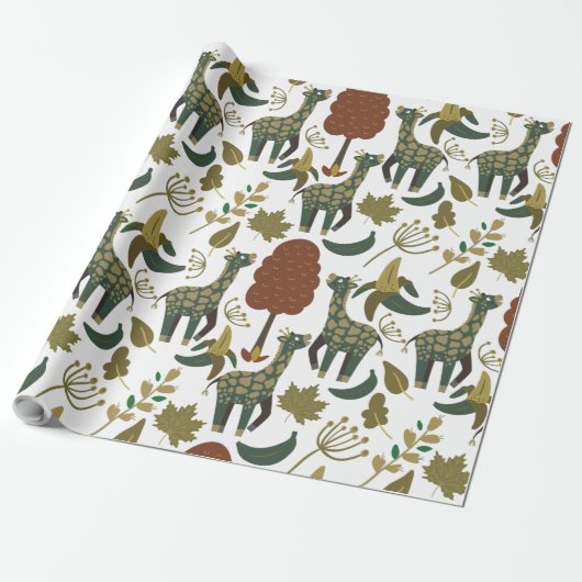 Giraffenmuster | farbiges Blumenmuster Geschenkpapier (Ungerollt)