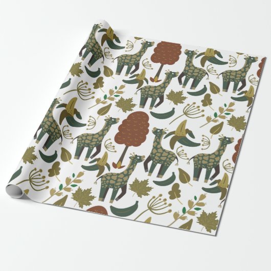 Giraffenmuster | farbiges Blumenmuster Geschenkpapier (Ungerollt)