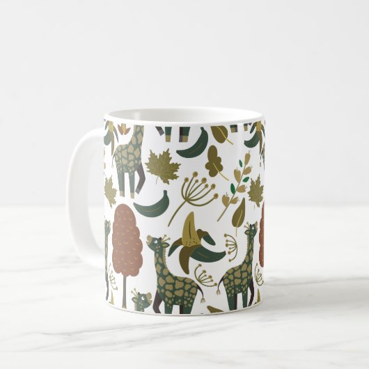 Giraffenmuster | farbiges Blumenmuster Kaffeetasse (Vorderseite Links)