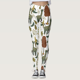 Giraffenmuster   farbiges Blumenmuster Leggings