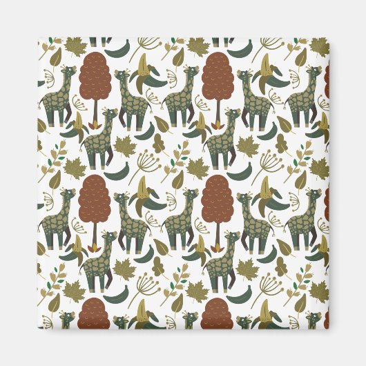 Giraffenmuster | farbiges Blumenmuster Magnet (Vorne)