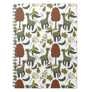 Giraffenmuster   farbiges Blumenmuster Notizblock