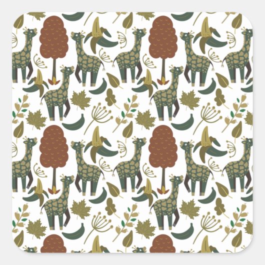 Giraffenmuster | farbiges Blumenmuster Quadratischer Aufkleber (Vorderseite)