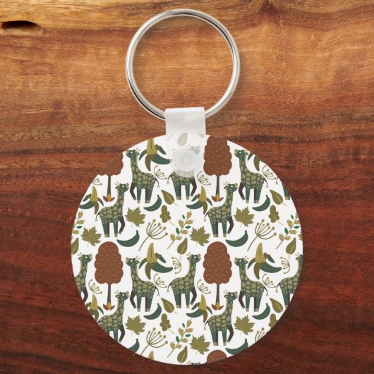 Giraffenmuster | farbiges Blumenmuster Schlüsselanhänger (Vorderseite)