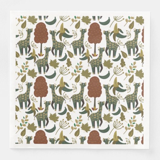 Giraffenmuster | farbiges Blumenmuster Serviette (Vorderseite)