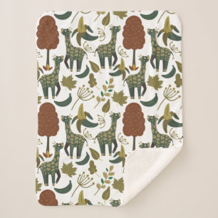 Giraffenmuster farbiges Blumenmuster Sherpadecke