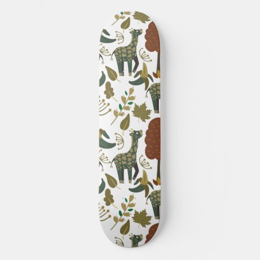 Giraffenmuster | farbiges Blumenmuster Skateboard (Vorderseite)