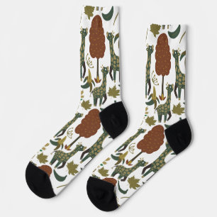 Giraffenmuster   farbiges Blumenmuster Socken