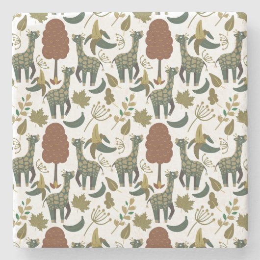 Giraffenmuster | farbiges Blumenmuster Steinuntersetzer (Vorderseite)