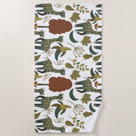 Giraffenmuster | farbiges Blumenmuster Strandtuch (Vorderseite)