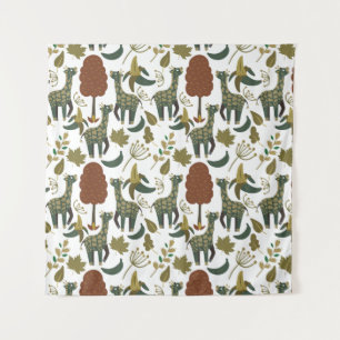 Giraffenmuster farbiges Blumenmuster Wandteppich