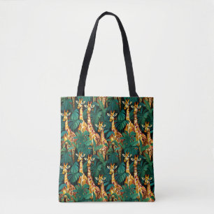Giraffenmuster in einem grünen, blätterreichen Dsc Tasche