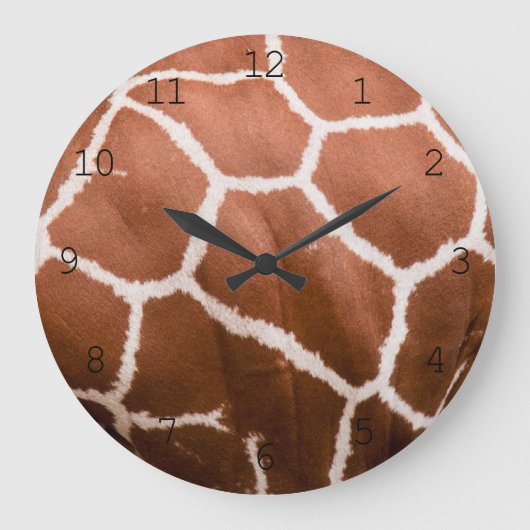 Giraffenmuster mit Zahlen Große Wanduhr (Vorderseite)