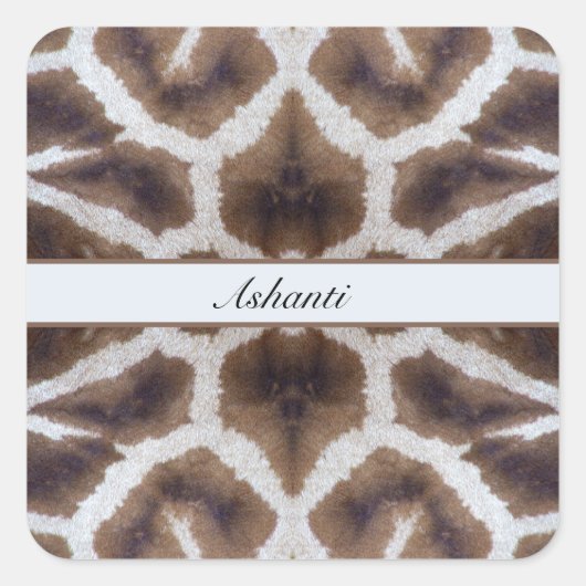 Giraffenmuster Safari-Stil anpassbar Quadratischer Aufkleber (Vorderseite)