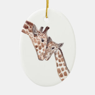 Giraffenmutter mit Baby Safari-Tier Wildtiere  Keramik Ornament