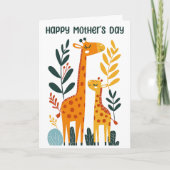 Giraffenmutter mit Kalb Süßer Glücklicher Mutterta Karte (Vorderseite)