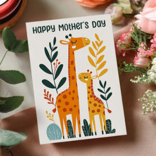 Giraffenmutter mit Kalb Süßer Glücklicher Mutterta Karte