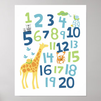 Giraffennummer Kinderzimmer-Wandkunstdruck Poster
