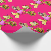 Giraffenpapier, Blumenrosa Geschenkpapier (Ecke)