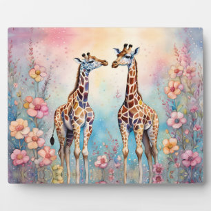 Giraffenparadies in Liebe im Pastelgarten Fotoplatte