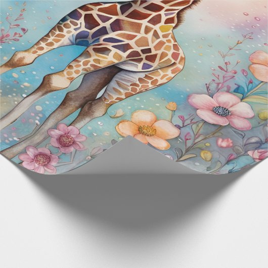 Giraffenparadies in Liebe im Pastelgarten Geschenkpapier (Ecke)