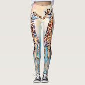 Giraffenparadies in Liebe im Pastelgarten Leggings (Vorderseite)