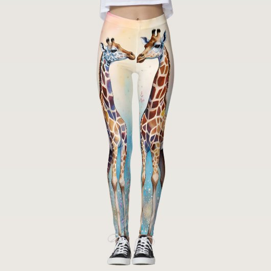 Giraffenparadies in Liebe im Pastelgarten Leggings (Vorderseite)