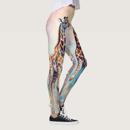 Giraffenparadies in Liebe im Pastelgarten Leggings (Rechts)