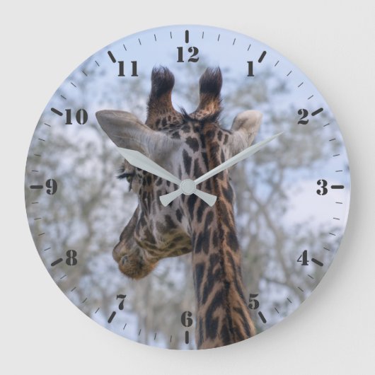 Giraffenportrait. Ich sehe dich, wenn ich nicht ma Große Wanduhr (Vorderseite)