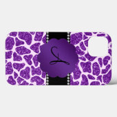 Giraffenprint für lila Monogramm-Glitzer Case-Mate iPhone Hülle (Rückseite (Horizontal))