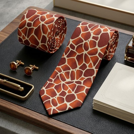 Giraffenprint Orange & Braun Tiermuster Krawatte