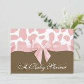 GiraffenSpots und Pink Bow Babydusche Einladung (Stehend Vorderseite)