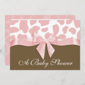 GiraffenSpots und Pink Bow Babydusche Einladung (Vorne/Hinten)