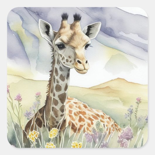 Giraffensticker Quadratischer Aufkleber (Vorderseite)