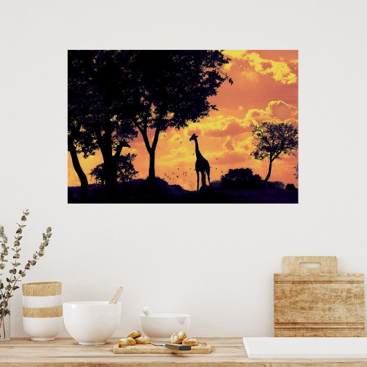 Giraffenuntergang Poster (Küche)