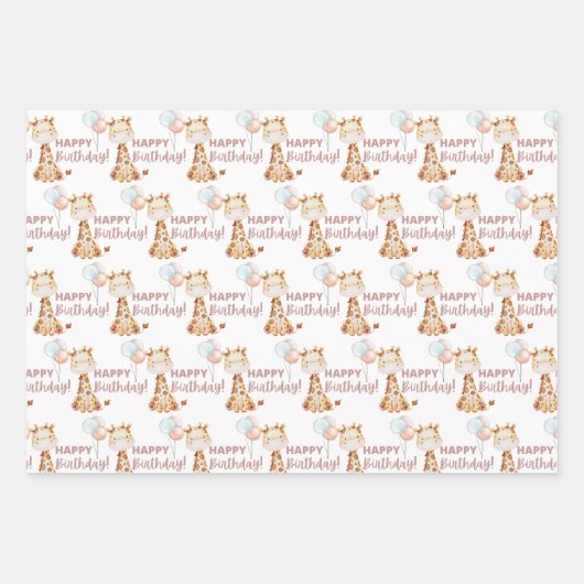 Giraffenwrapping Paper Flat Sheet Set 3 Geschenkpapier Set (Vorderseite 2)