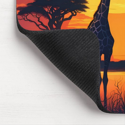 Giraffes at the Watering Hole at Sunset Mousepad (Ecke)