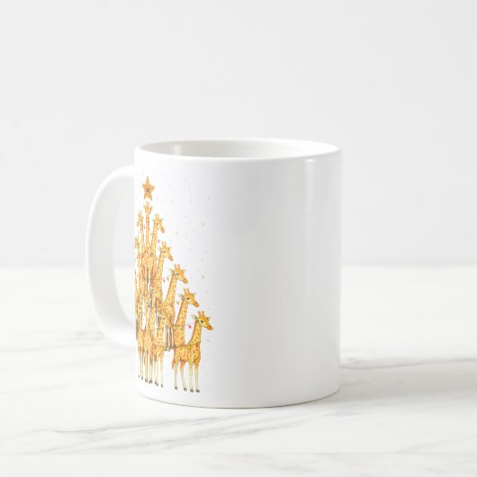 Giraffes Forming Christmas Tree Lights Star Safari Kaffeetasse (Vorderseite Links)