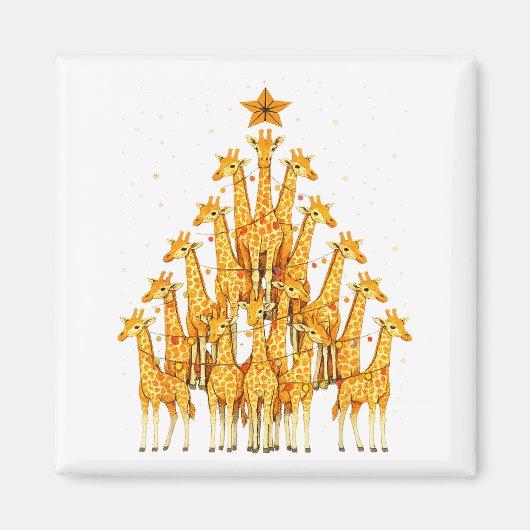 Giraffes Forming Christmas Tree Lights Star Safari Magnet (Vorne)