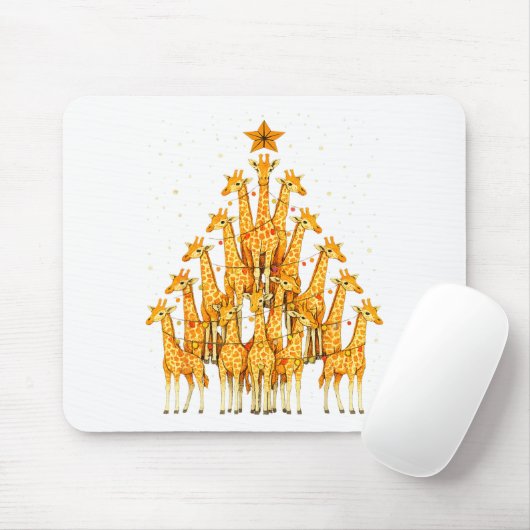 Giraffes Forming Christmas Tree Lights Star Safari Mousepad (Mit Mouse)