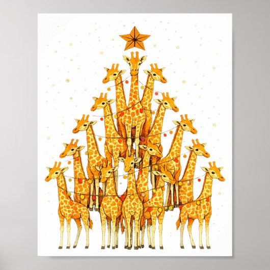 Giraffes Forming Christmas Tree Lights Star Safari Poster (Vorne)