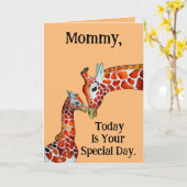 Giraffes Mother's Day Grußkarte Karte (Gelbe Blume)