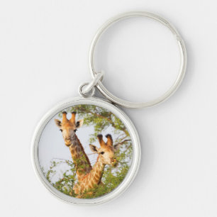 Giraffes Peeking Above Vegetation Schlüsselanhänger